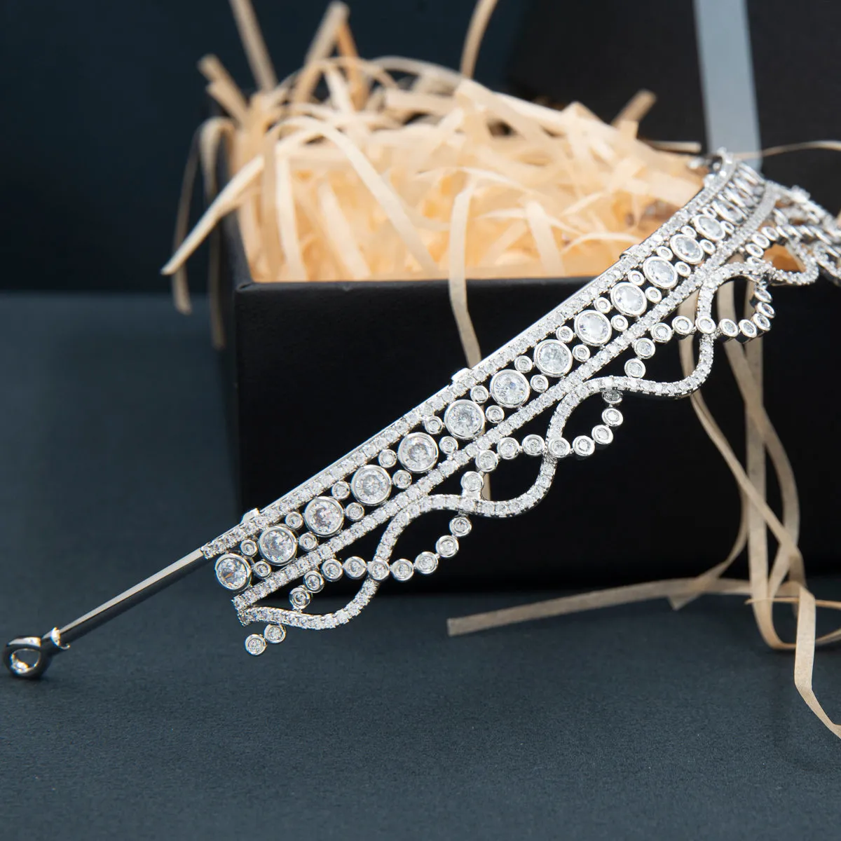 Cubic Zirconia Classic Tiara for Wedding,Princess Crystal Tiaras Diadem for Girl CH10372