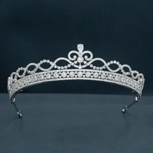 Cubic Zirconia Classic Tiara for Wedding,Princess Crystal Tiaras Diadem for Girl CH10372