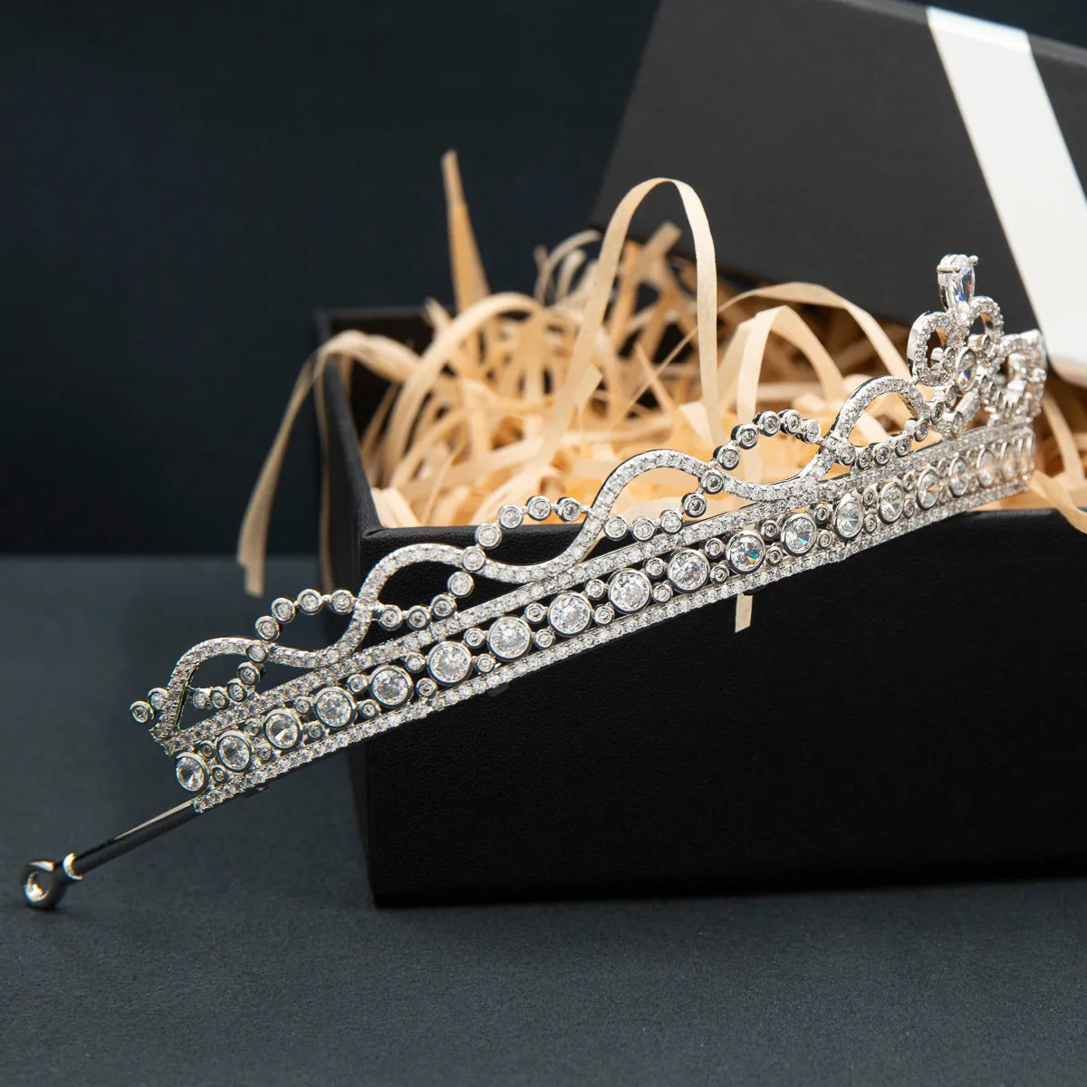 Cubic Zirconia Classic Tiara for Wedding,Princess Crystal Tiaras Diadem for Girl CH10372