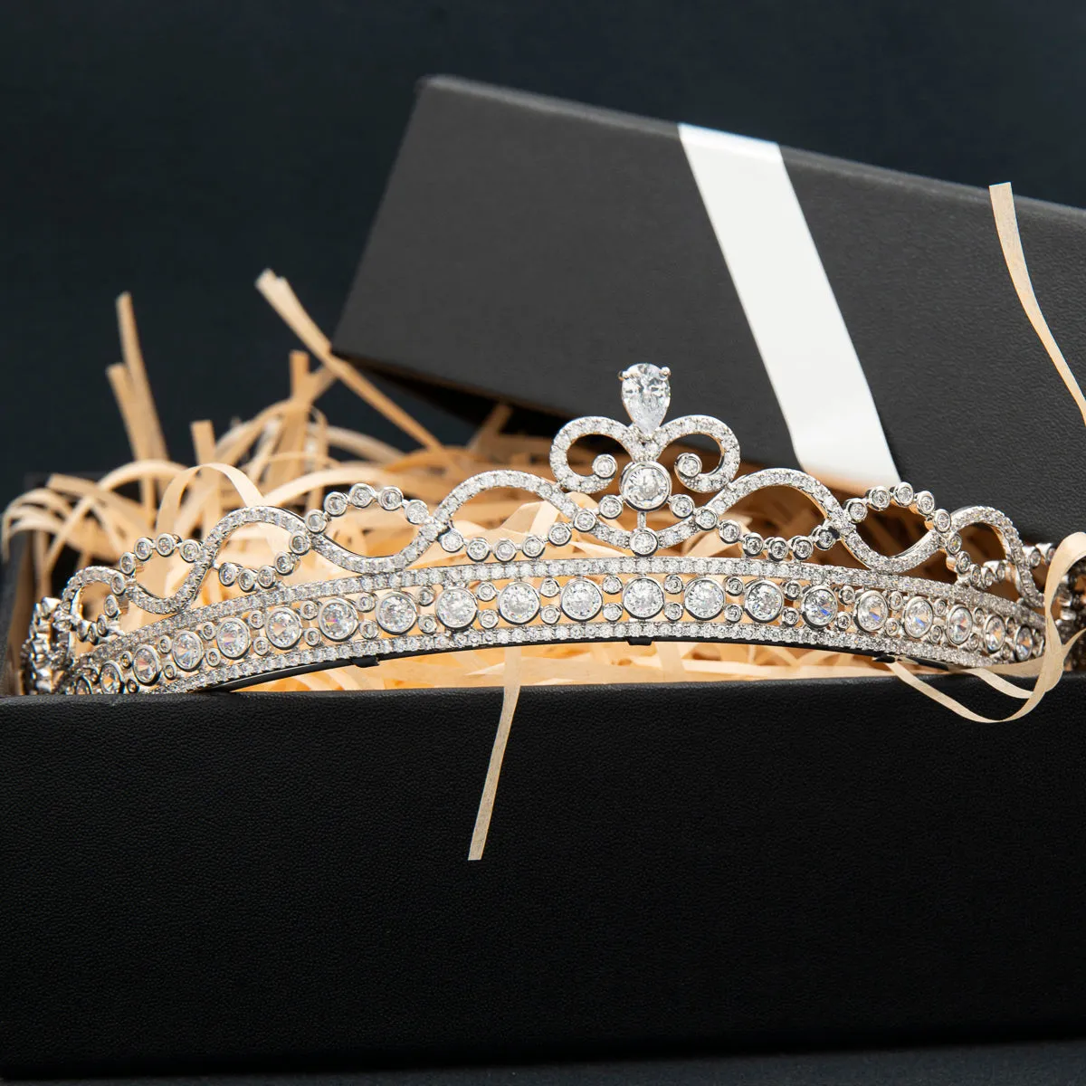Cubic Zirconia Classic Tiara for Wedding,Princess Crystal Tiaras Diadem for Girl CH10372