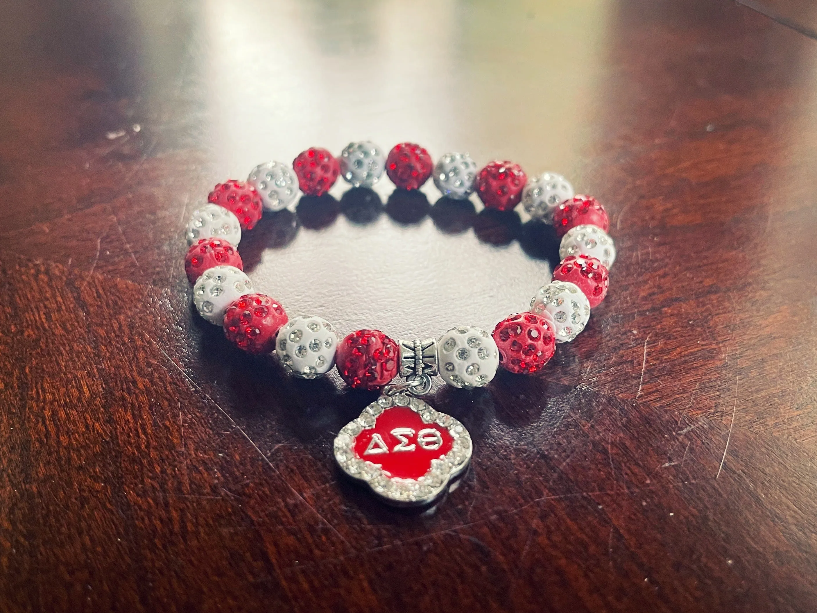 Delta Sigma Theta Charm Beaded Bracelet | 10mm