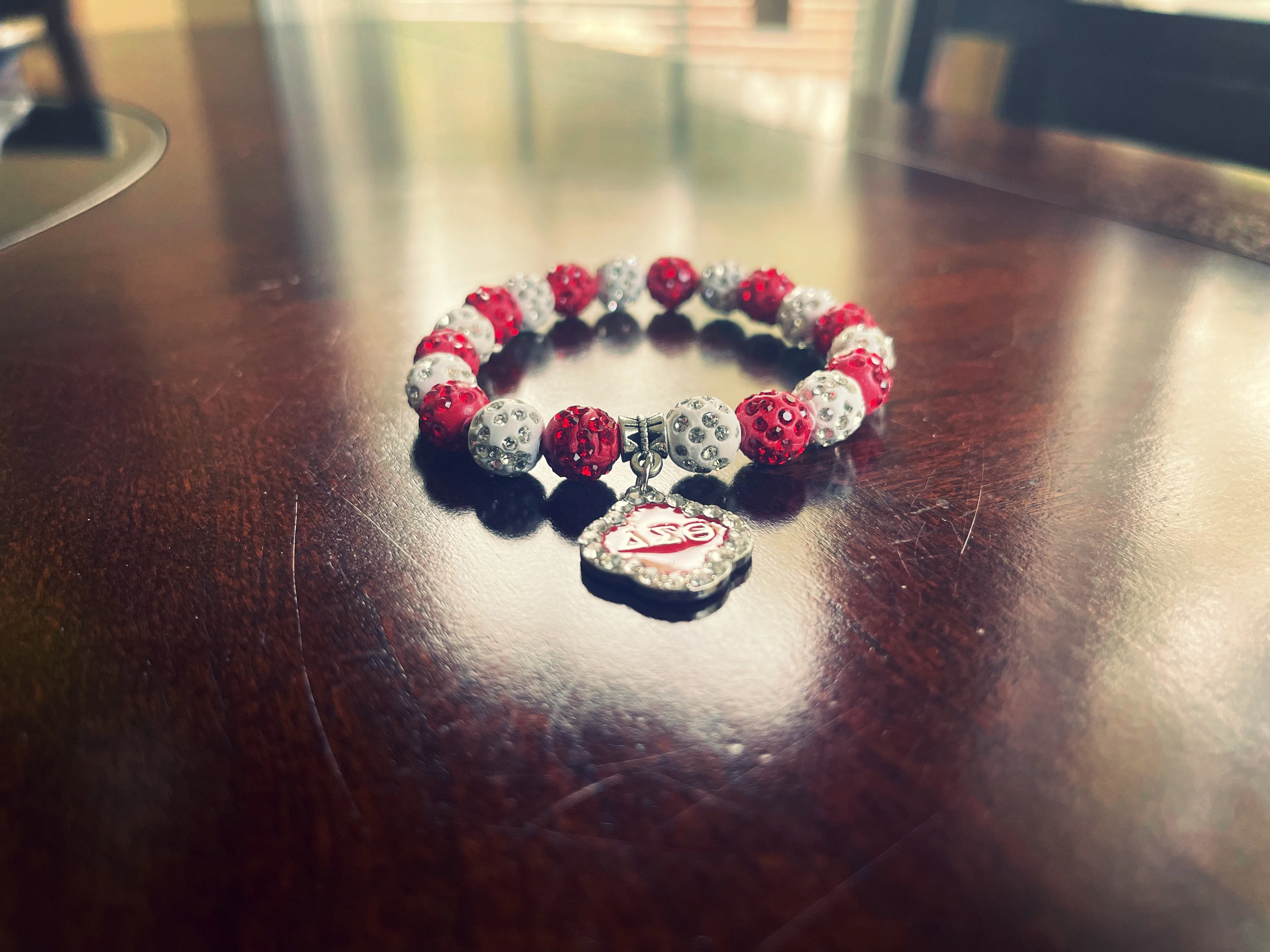 Delta Sigma Theta Charm Beaded Bracelet | 10mm