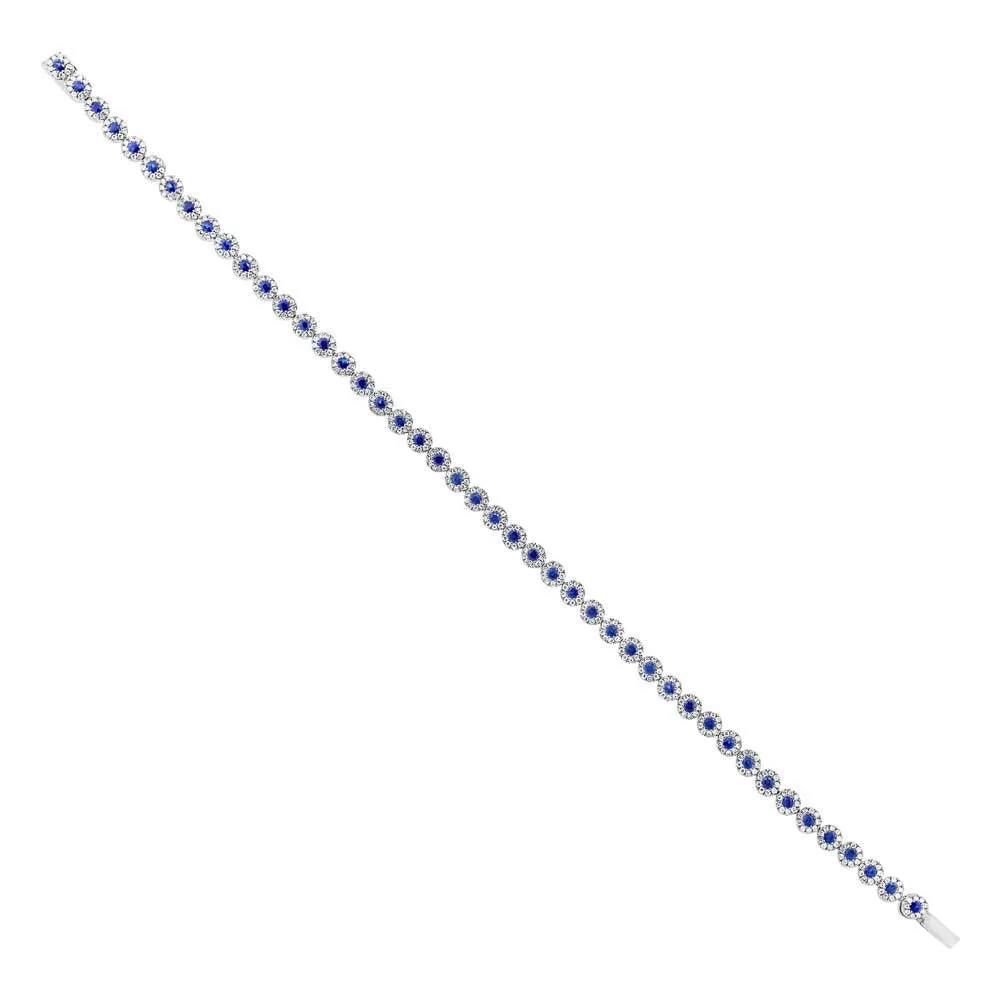 Diamond & 1.25ct Blue Sapphire 14k White Gold Lady's Bracelet - 1.08ct