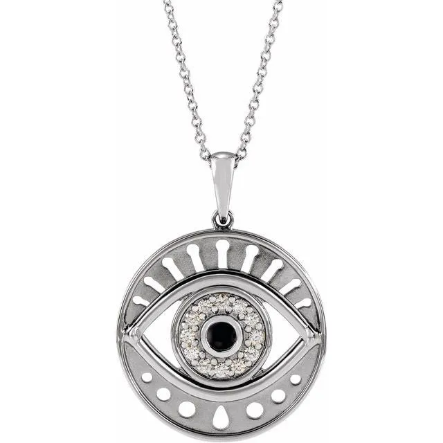 Diamond Evil Eye Pendant With Black Onyx