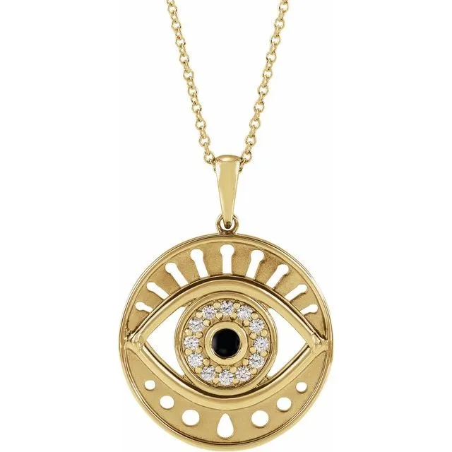 Diamond Evil Eye Pendant With Black Onyx