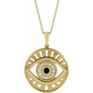 Diamond Evil Eye Pendant With Black Onyx