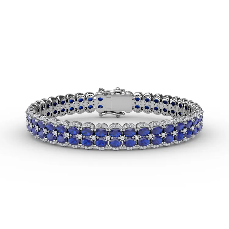 Double Oval Sapphire and Diamond Bracelet