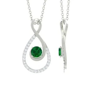 Elegant Emerald Infinity Pendant Necklace with Diamond