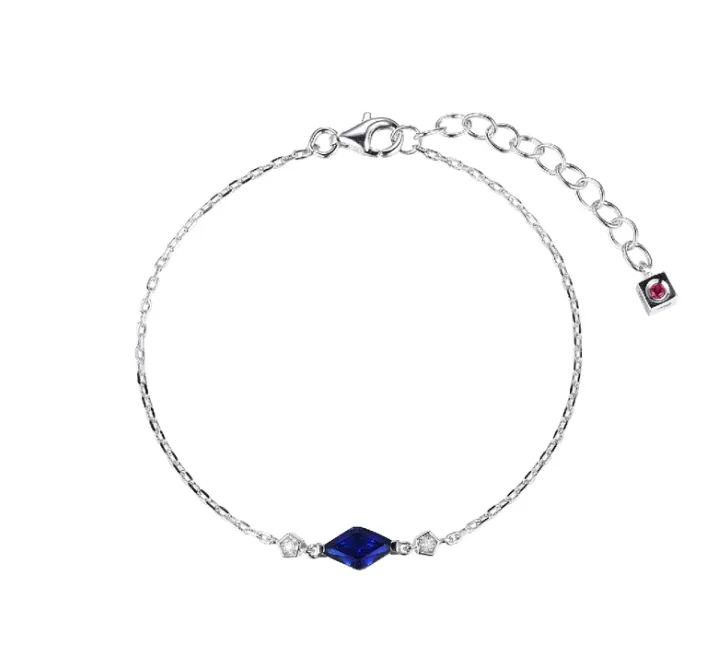 ELLE Sterling Silver "Etoile" Lab Created Sapphire & Diamond Chain Bracelet (SI5027)