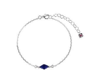 ELLE Sterling Silver "Etoile" Lab Created Sapphire & Diamond Chain Bracelet (SI5027)