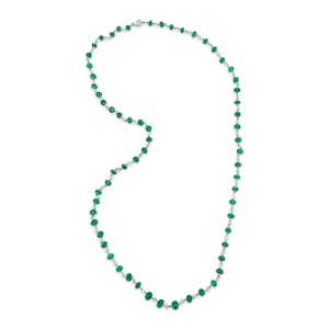 Emerald & Diamond Bead Necklace