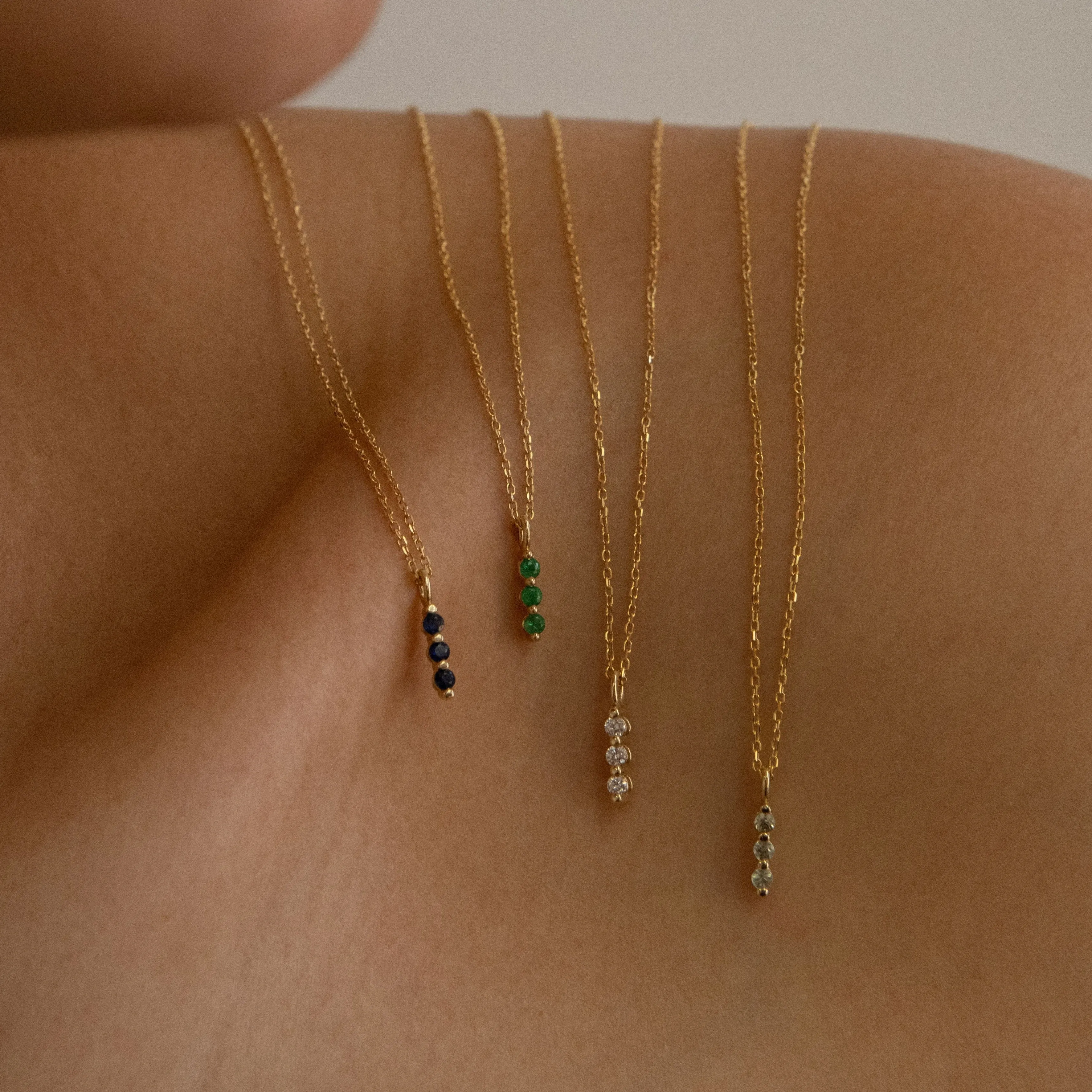 Emerald Stack Necklace (ready to ship option)*