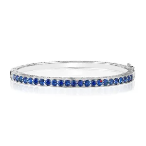 Engraved Blue Sapphire Bangle