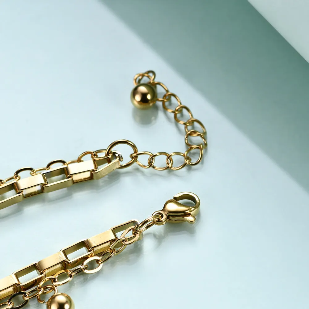 Fashion Titanium Steel Cross Double Layer Bracelet