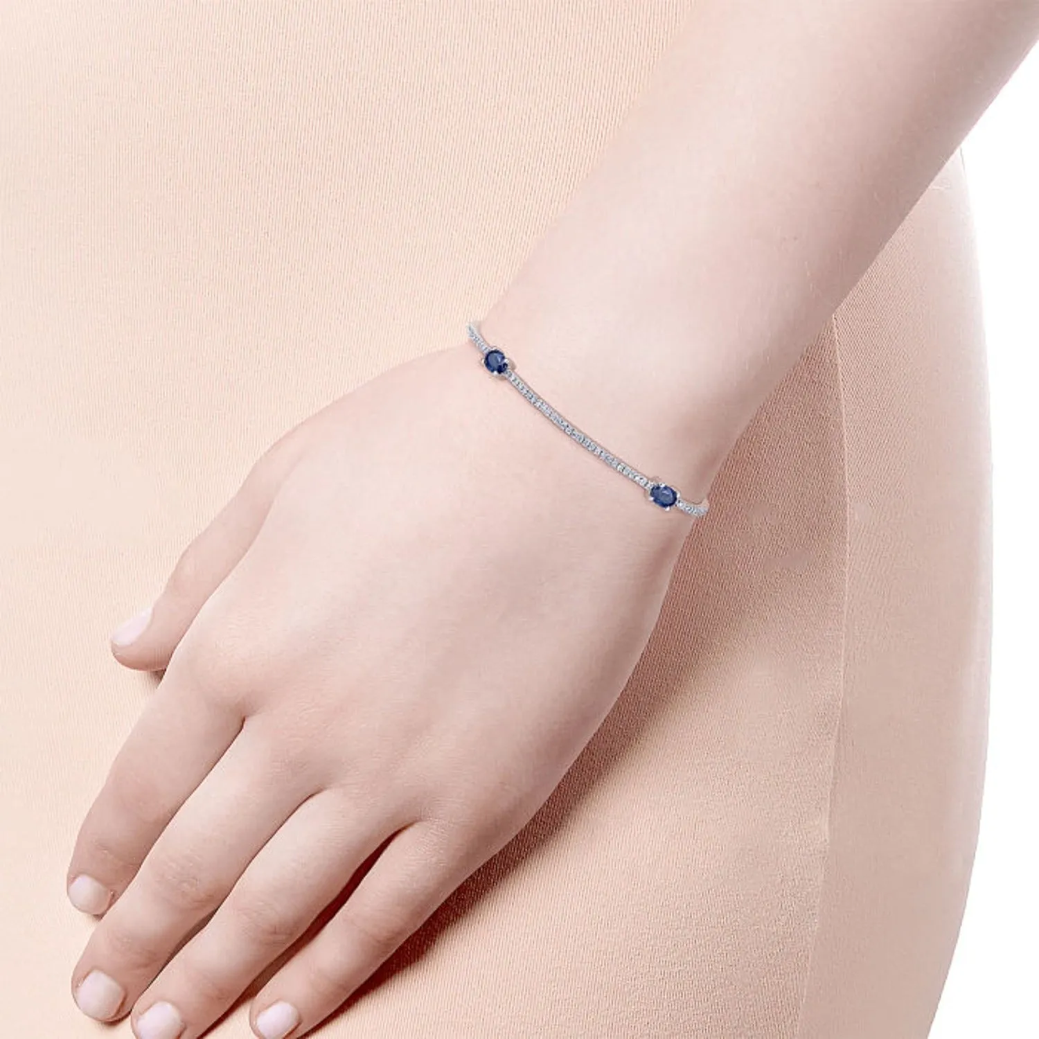 Gabriel & Co. "Midnight Blue Sapphire" and Diamond Tennis Bracelet