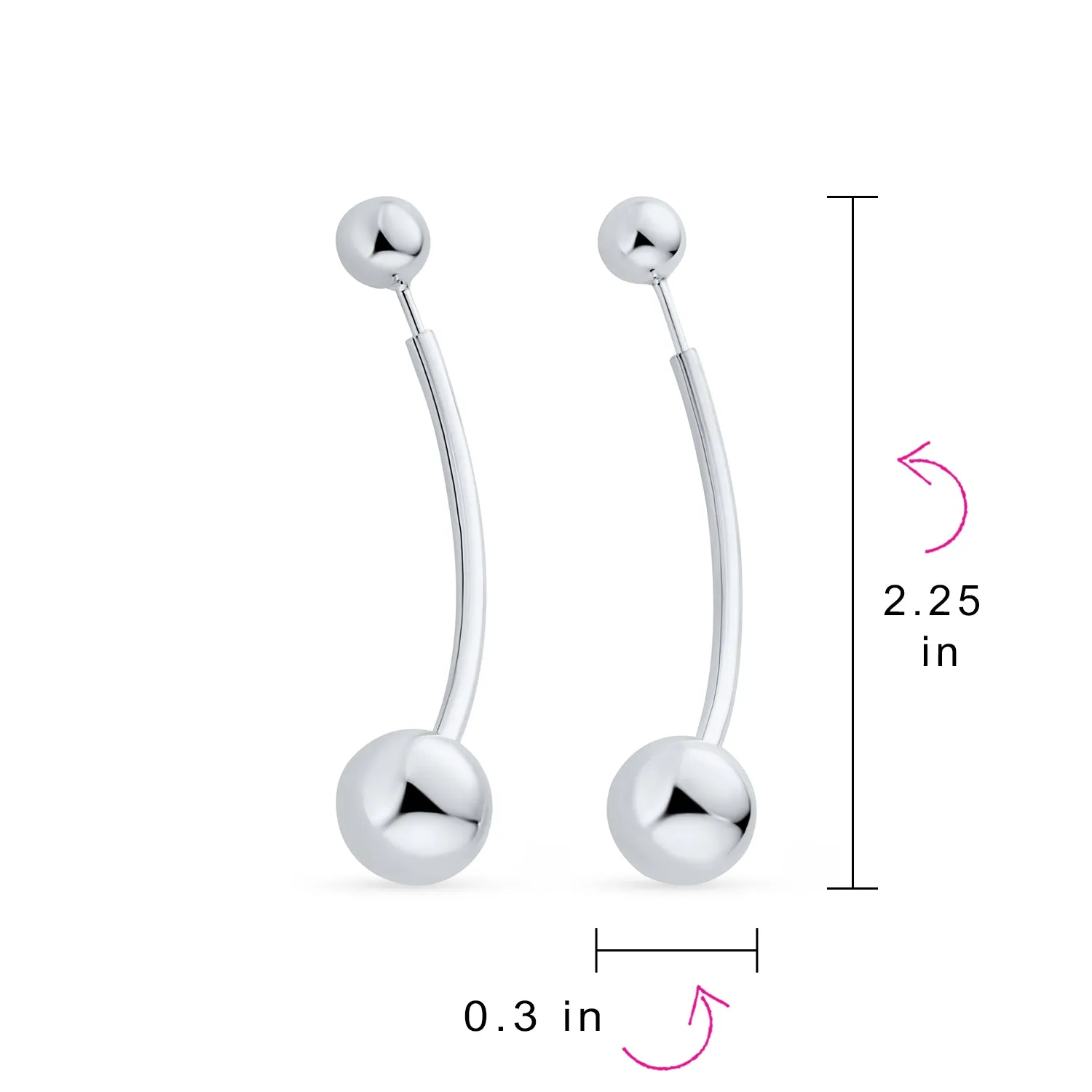 Geometric Long Wire Threader Ball Drop Earrings Gold Plated 925 Silver