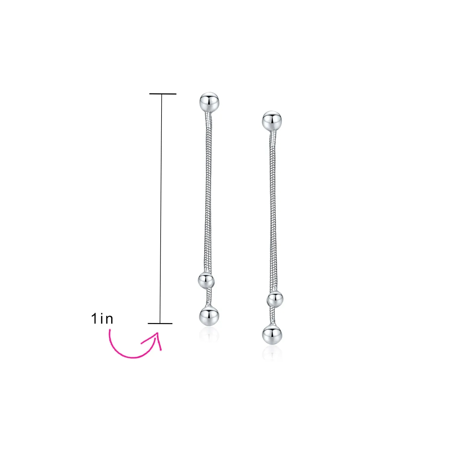 Geometric Long Wire Threader Ball Drop Earrings Gold Plated 925 Silver