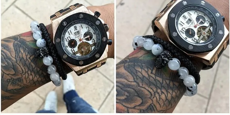 Goshenite Vanilla Haze Beaded Skull Bracelet