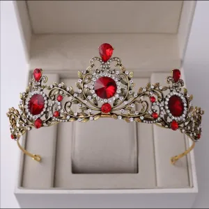 Goth Red Vintage Baroque  Dark Black Tiara Crown Evil Queen diadem headdress