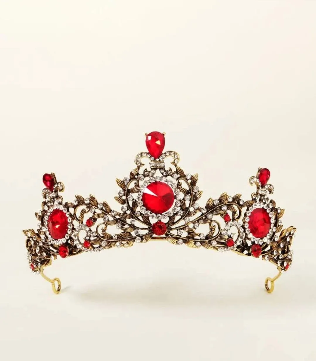 Goth Red Vintage Baroque  Dark Black Tiara Crown Evil Queen diadem headdress