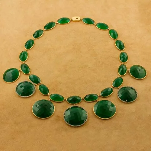 Green Onyx & Diamond Necklace