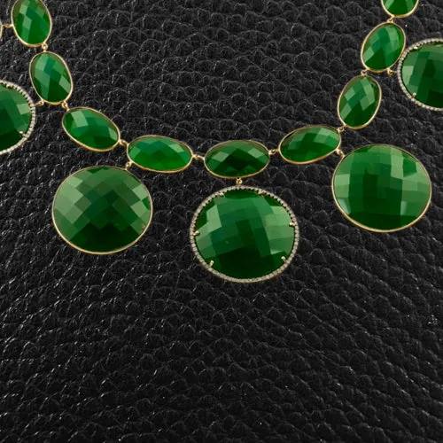 Green Onyx & Diamond Necklace