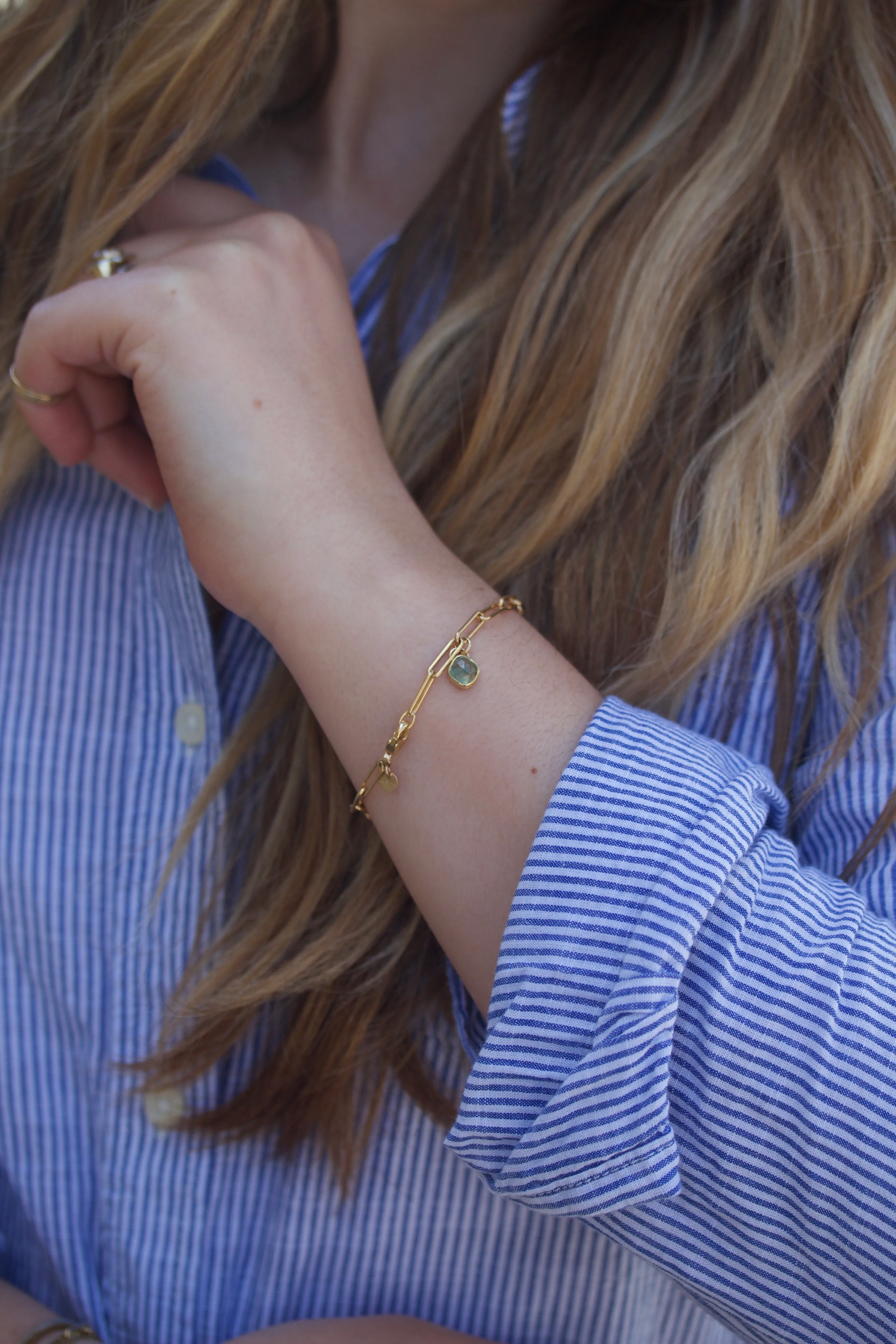 Green Sapphire Charm Bracelet