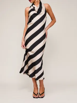 Halter Cowl Neck Midi Dress