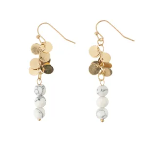 Howlite Stones w/Gold Dangle Earrings