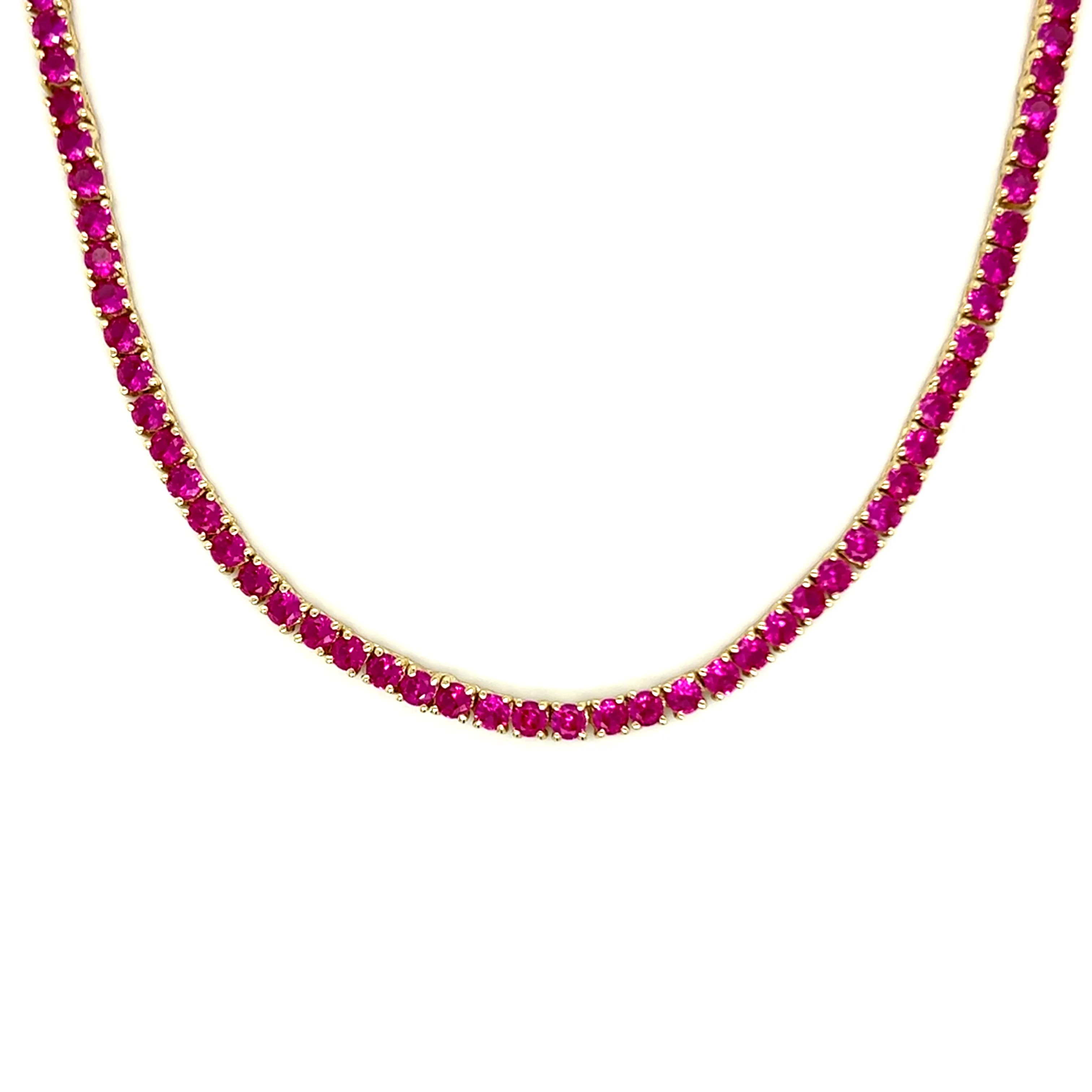 Ibiza Ruby Red CZ's 4 Prong Tennis Necklace