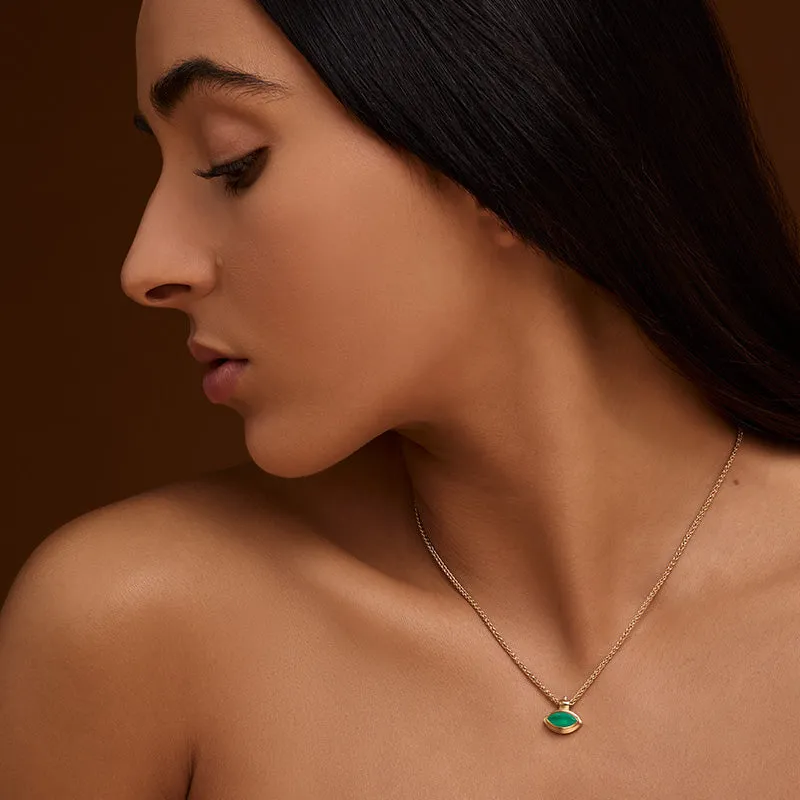 Iris Necklace, Green Onyx, Gold