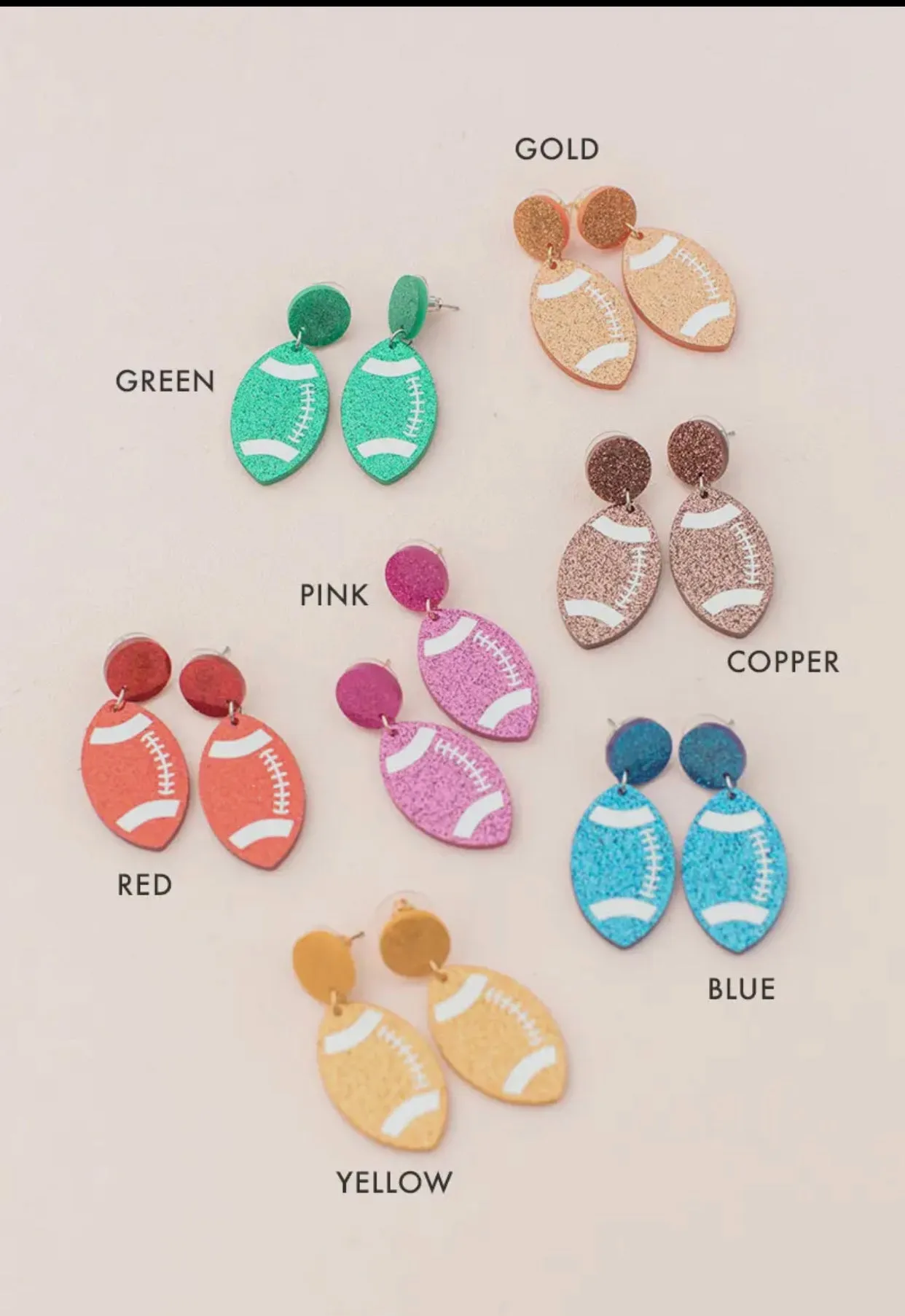Jewelry - Game Day Glitter Acrylic Football Season Earrings