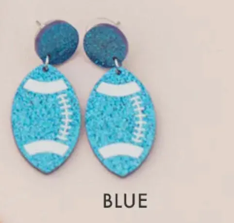 Jewelry - Game Day Glitter Acrylic Football Season Earrings