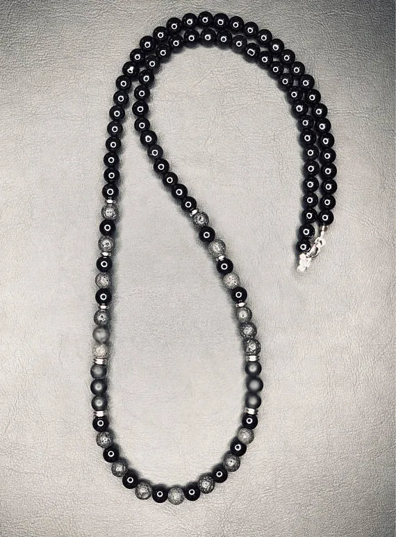 Jigga 8mm Black Onyx Beaded Necklace