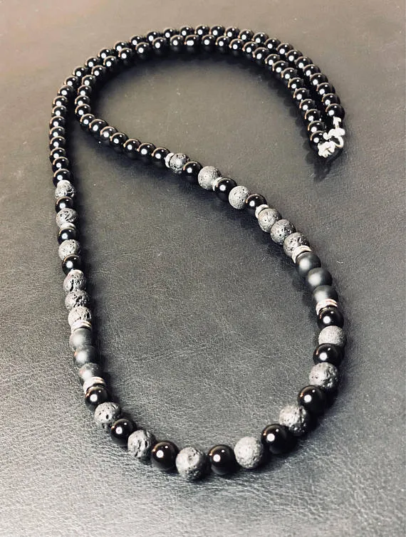 Jigga 8mm Black Onyx Beaded Necklace