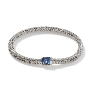 JOHN HARDY MEDIUM STERLING SILVER BRACELET WITH BLUE SAPPHIRE