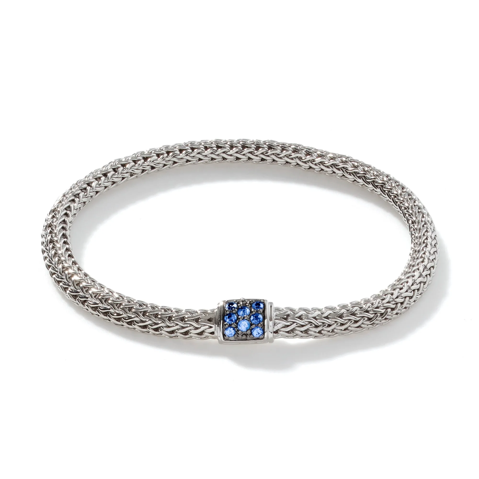 JOHN HARDY MEDIUM STERLING SILVER BRACELET WITH BLUE SAPPHIRE