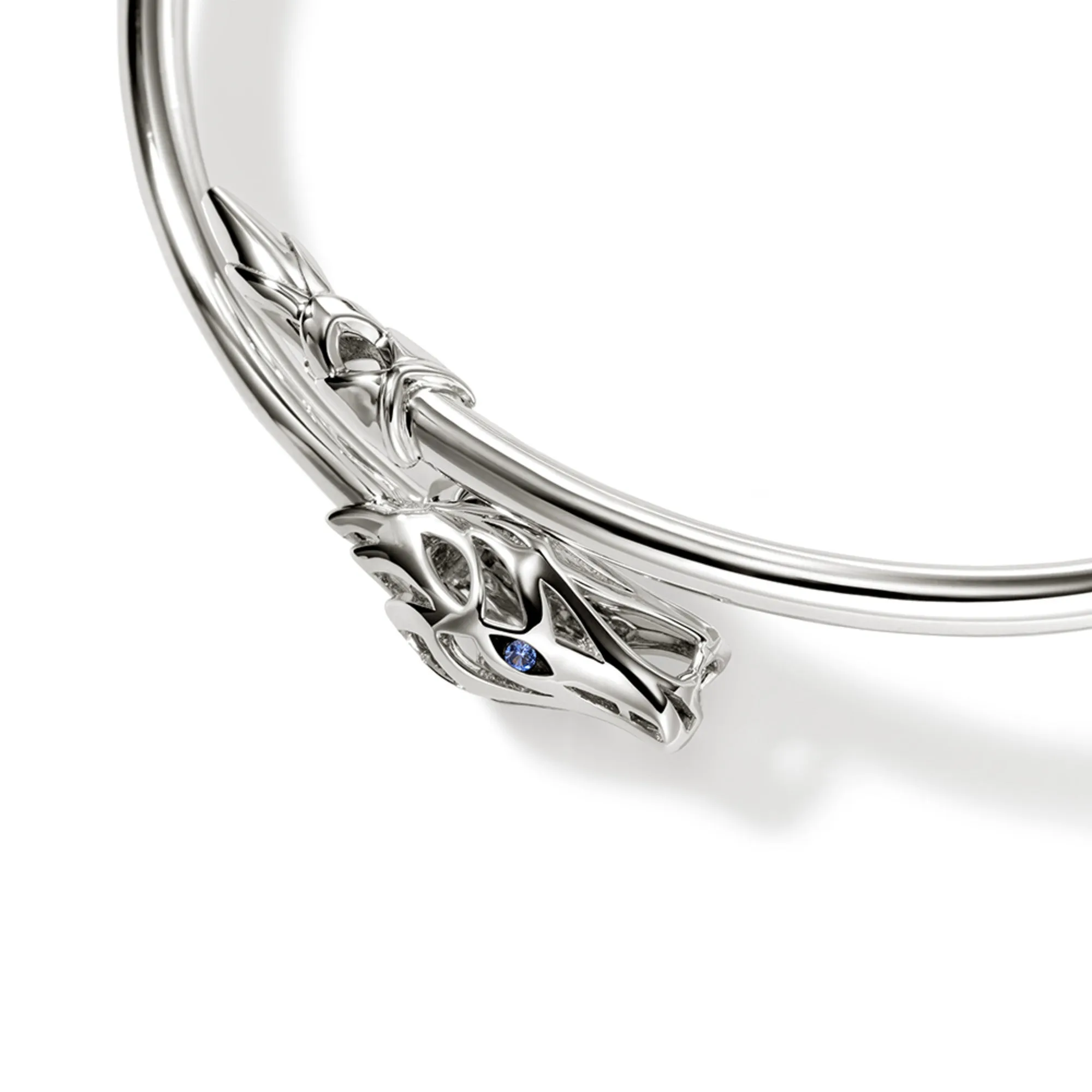 JOHN HARDY MEDIUM STERLING SILVER SAPPHIRE EYE SLIM NAGA CUFF BRACELET