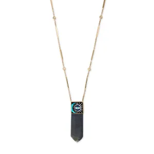 LABRADORITE CRYSTAL MOON/EYE INLAY NECKLACE