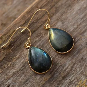 Labradorite Teardrop Dangle Earrings