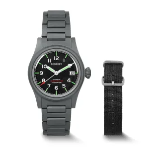 LANDMASTER - 100M Waterproof Titanium Automatic Field Watch | Black-bracelet