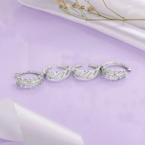Leafy Waves Rhodium Plated 925 Silver Toe Ring Combo
