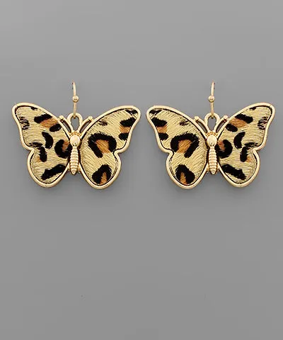 Leopard Butterfly Dangle Earrings