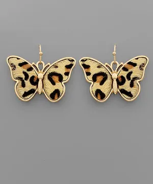 Leopard Butterfly Dangle Earrings