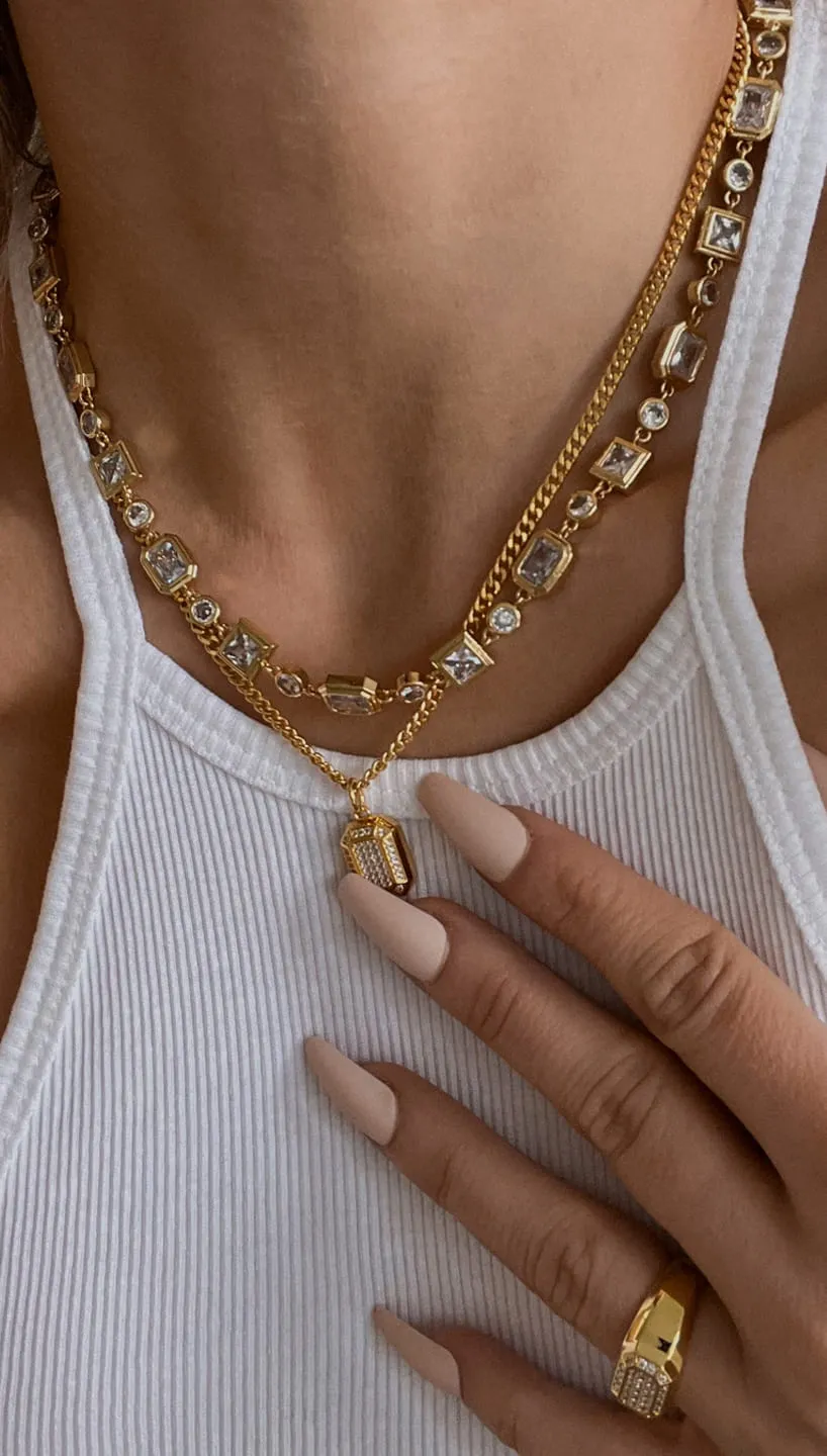 Luv AJ Emerald Pavè Pendant Necklace