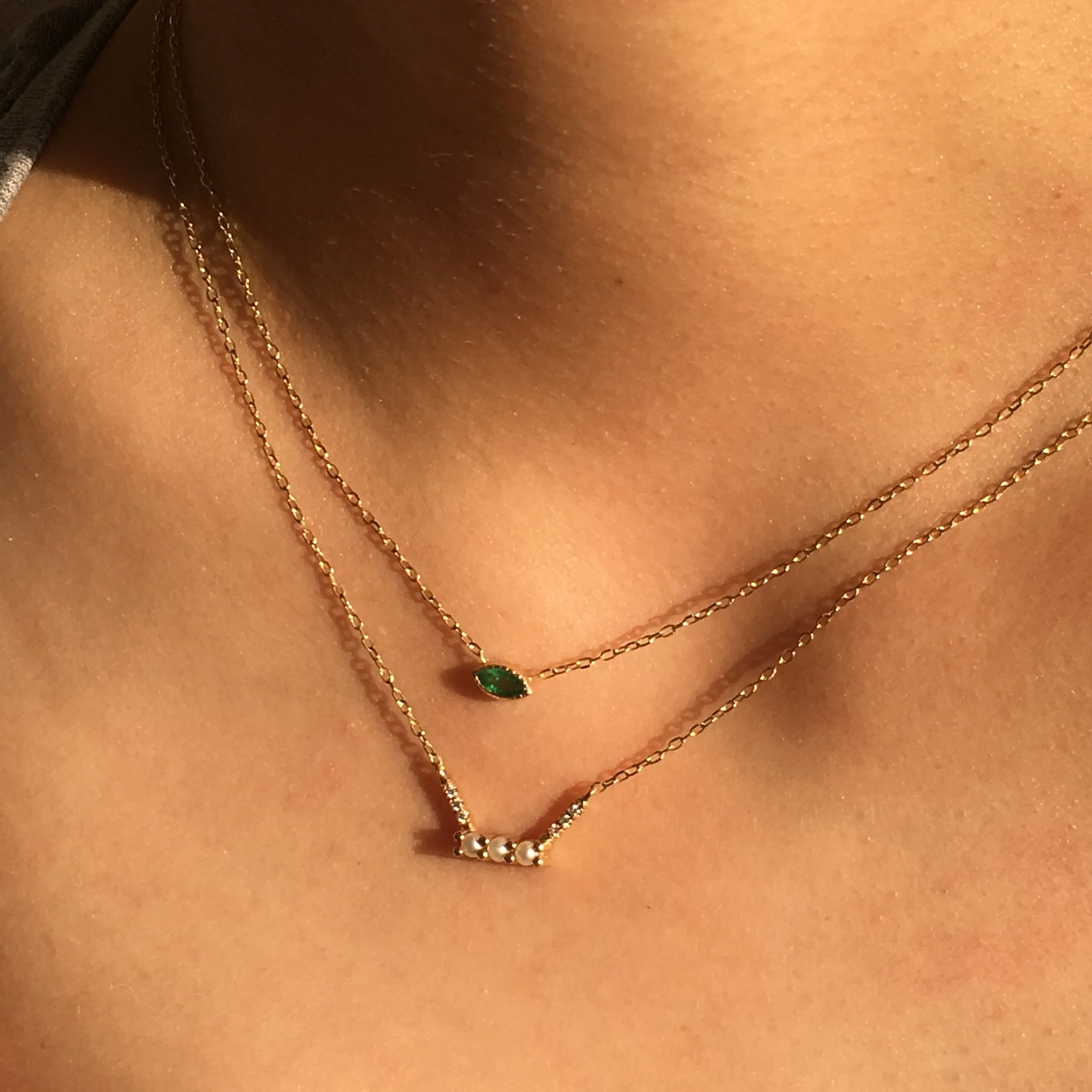 Marquise Emerald Necklace (ready to ship option)*