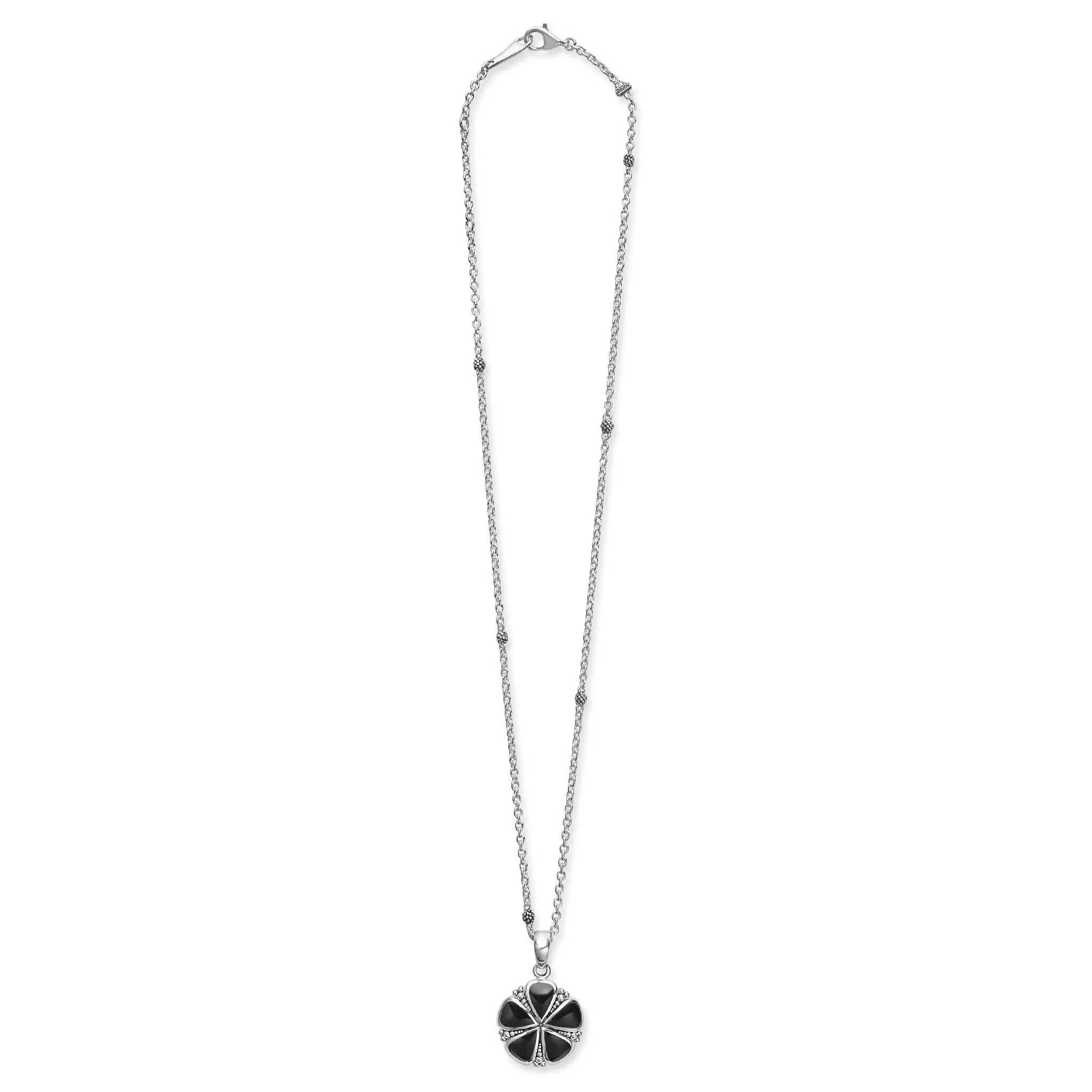 Maya Onyx Flower Pendant Necklace