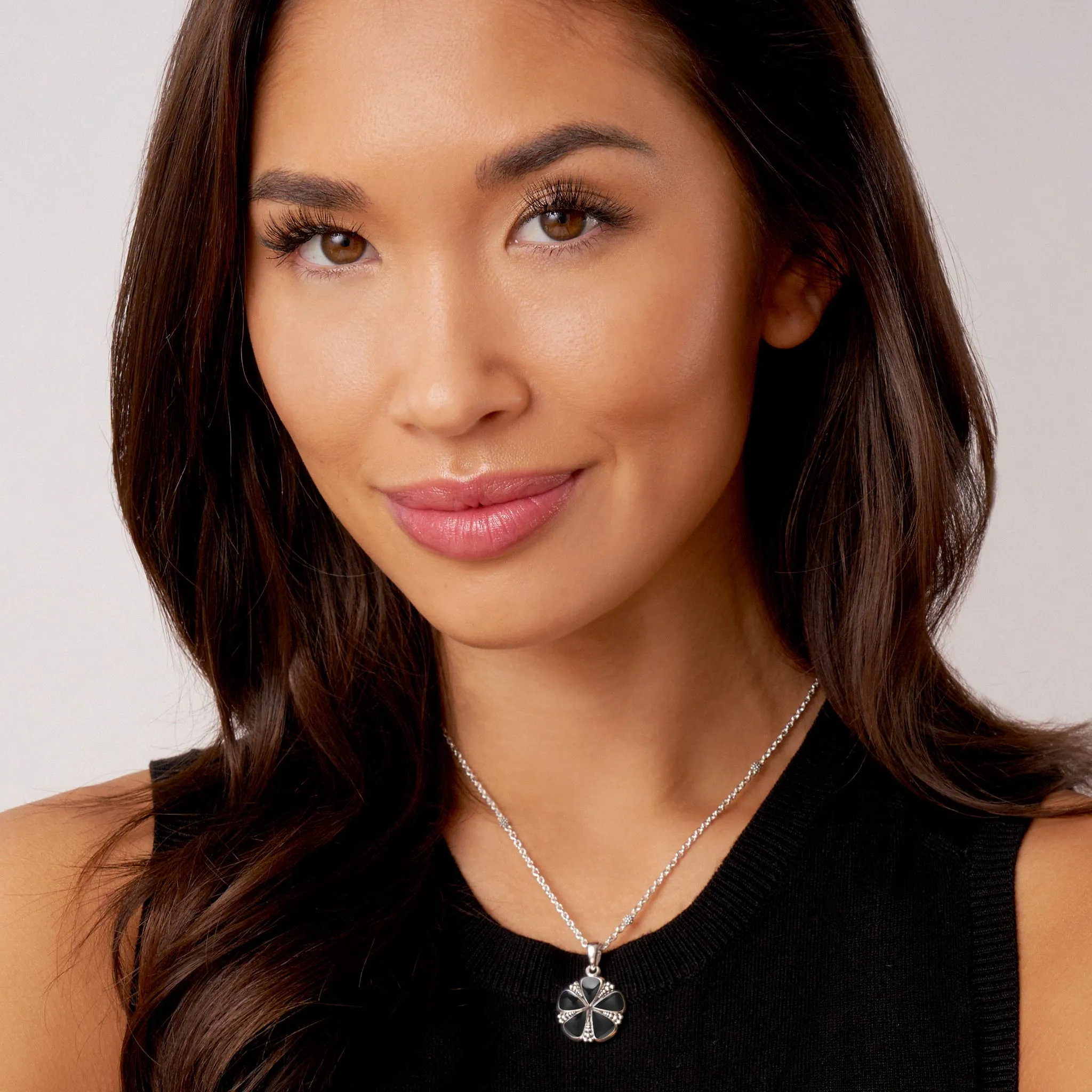 Maya Onyx Flower Pendant Necklace