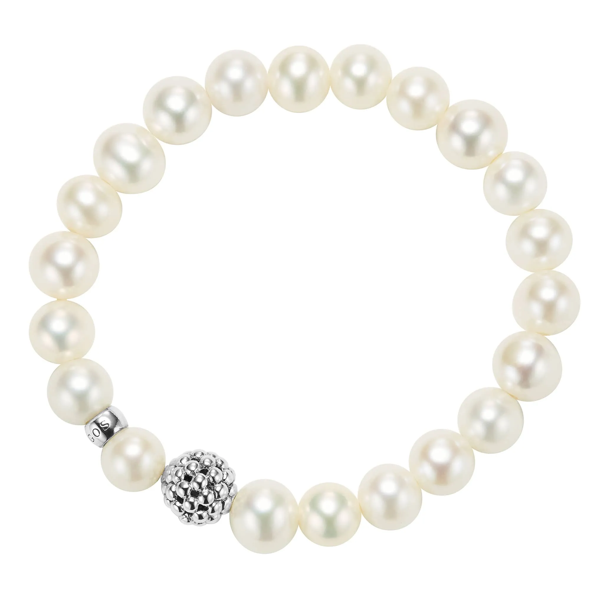 Maya Pearl Silver Station Bead Bracelet