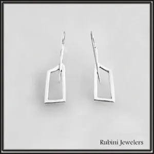 Medium Rowing Hatchet Blade Outlines Wire Earrings Made by Rubini Jewelers.